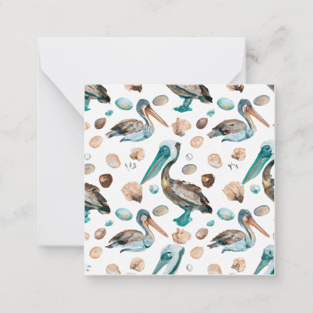 Aquamariner Pelican Notecard Mitteilungskarte (Vorderseite)