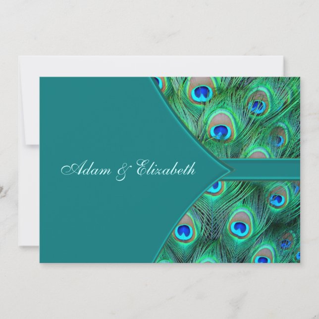 Aquamariner Pfau Einladung zur Pfauenhochzeit (Vorderseite)