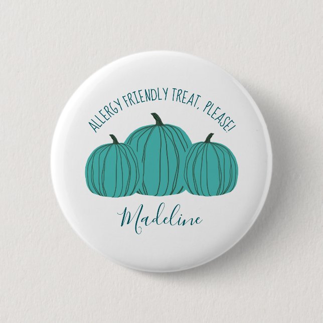 Aquamariner Pumpkin-Trick oder -Treatknopf Button (Vorderseite)