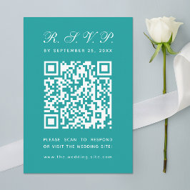Aquamariner QR-Code Einfache Skriptkalligrafie Hoc RSVP Karte