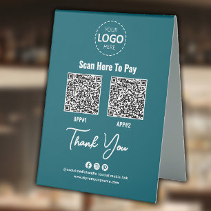 Aquamariner QR-Code für benutzerdefinierte kontakt Tischaufsteller