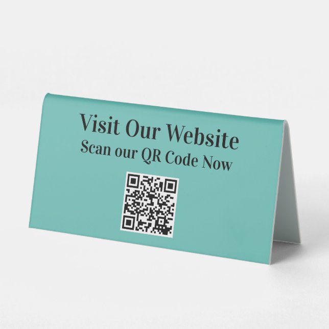 Aquamariner QR-Code Website Werbeflächen-Schreibti Tischaufsteller (Vorderseite)