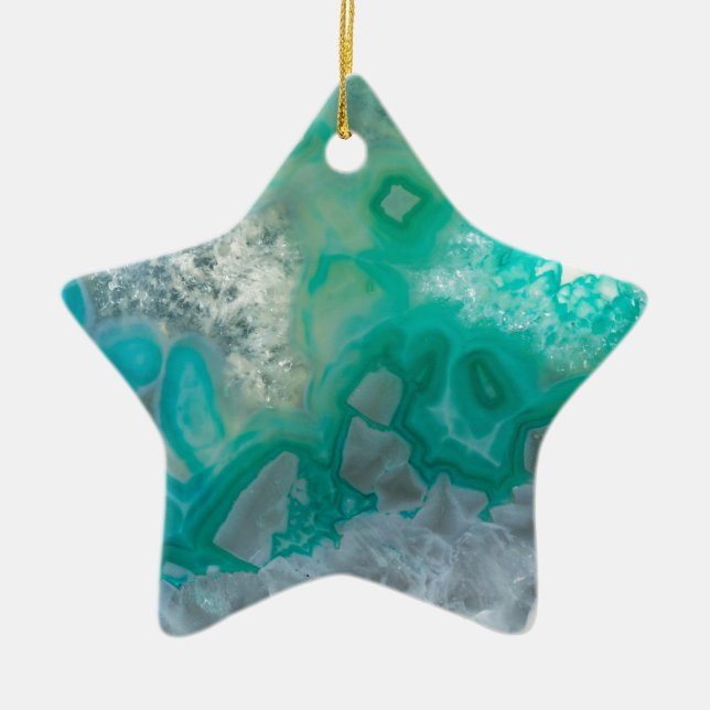 Aquamariner Quarz Geode Keramikornament (Vorne)