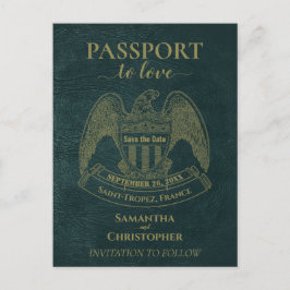 Aquamariner Reisepass Niedlicher Spaß Hochzeit Sic Ankündigungspostkarte