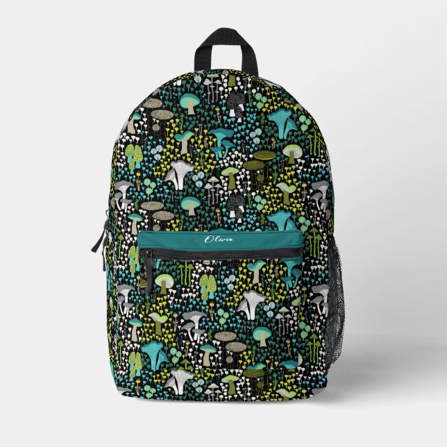 Aquamariner Retro-Pilz Bedruckter Rucksack (Vorderseite)
