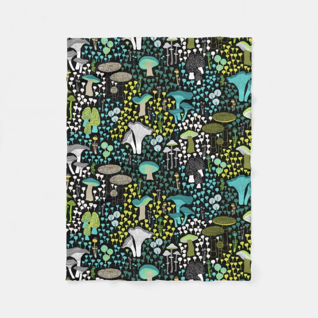 Aquamariner Retro-Pilz Fleecedecke (Vorderseite)