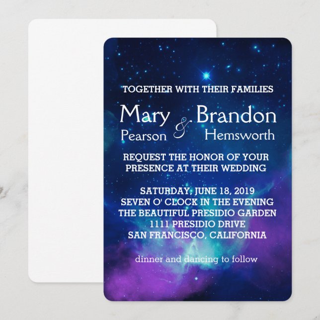 Aquamariner Rosa-Universum-Nebel Einladung (Vorne/Hinten)