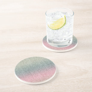 Aquamariner, rosafarbener Glitzer Getränkeuntersetzer