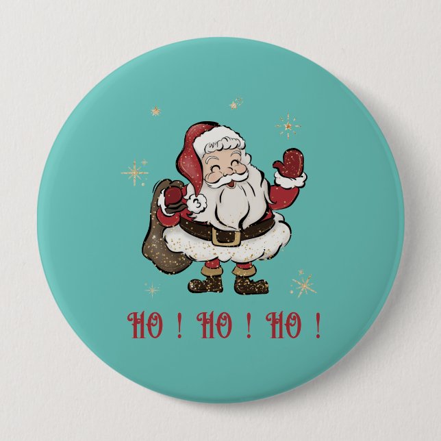 Aquamariner Round-Button des Weihnachtsmanns Button (Vorderseite)