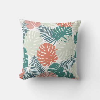 Aquamariner Russet Palm Leaf Muster Tropischer Thr Kissen