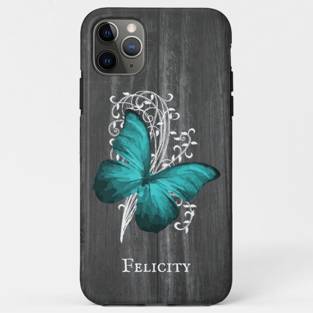 Aquamariner Rustikaler Schmetterling Personalisier Case-Mate iPhone Hülle (Rückseite)