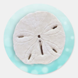 Aquamariner Sand-Dollar-Hochzeitsaufkleber Runder Aufkleber