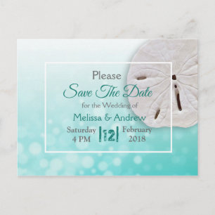 Aquamariner Sand-Dollar-Hochzeitstag retten Ankündigungspostkarte