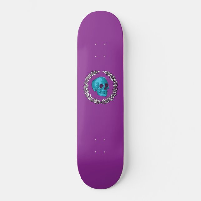Aquamariner Schädel durch Keren Richter Skateboard (Vorderseite)