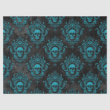 Aquamariner Schädel und dunkelgraues Gothic-Dekoup