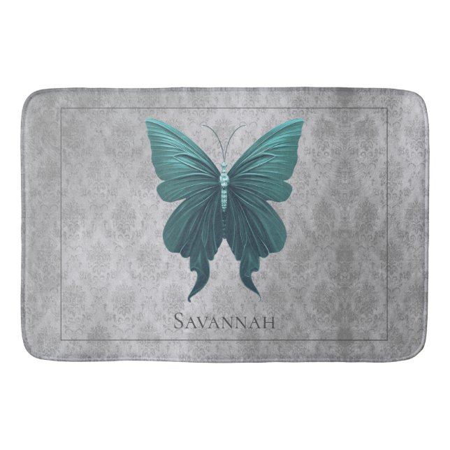 Aquamariner Schmetterling Badematte (Vorderseite)