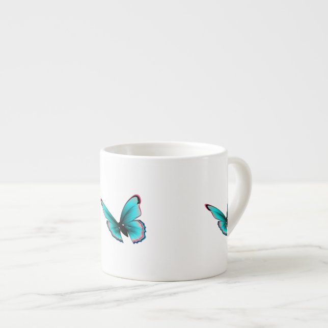 Aquamariner Schmetterling Espressotasse (Vorderseite Rechts)