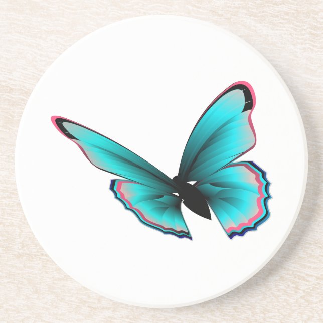 Aquamariner Schmetterling Getränkeuntersetzer (Vorne)