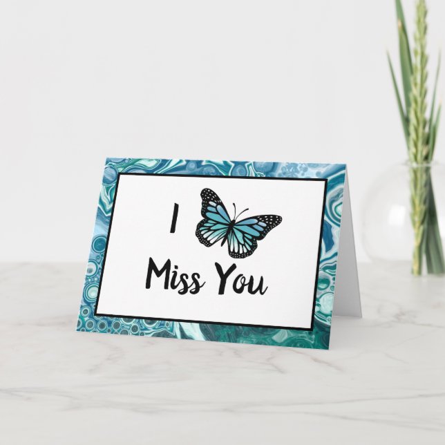 Aquamariner Schmetterling | Ich vermisse dich Karte (Vorderseite)
