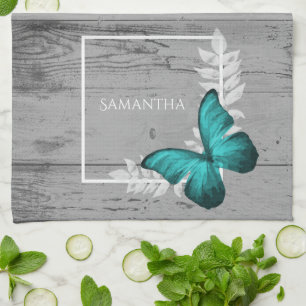 Aquamariner Schmetterling Rustikales Küchentuch