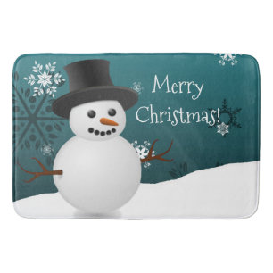 Aquamariner Schneemann Winter Szene Weihnachtsbade Badematte
