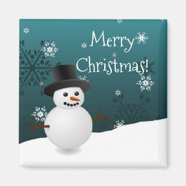 Aquamariner Schneemann Winterlandschaft Weihnachts Magnet