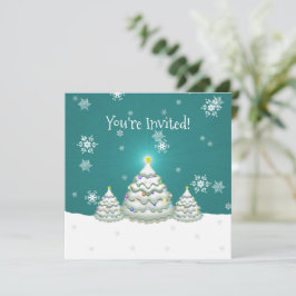Aquamariner Schneeweihnachtsbaum Einladung