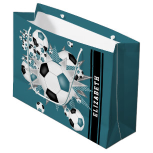 aquamariner schwarzer Fußball-Blowout personalisie Große Geschenktüte