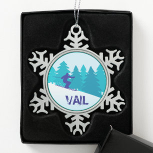 Aquamariner Schwungkreis Schneeflocken Zinn-Ornament