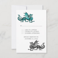 Aquamariner Silberdrache: Hochzeitskarte