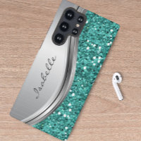 Aquamariner Silbersparkle Glam Bling Personalisier