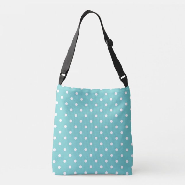 Aquamariner Sky Polka Dot Tragetaschen Mit Langen Trägern (Rückseite)