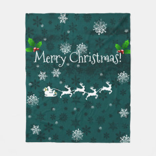 Aquamariner Sleigh und Rentier Fleece Blanket