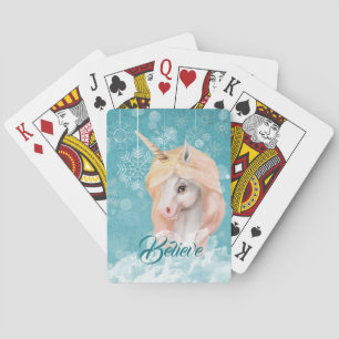 Aquamariner Snowflake-Glaube an das weiße Einhorn Spielkarten