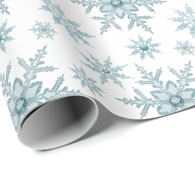 Aquamariner Snowflake Weihnachtsgeschenk Wraff Geschenkpapier (Rolleneckpunkt)