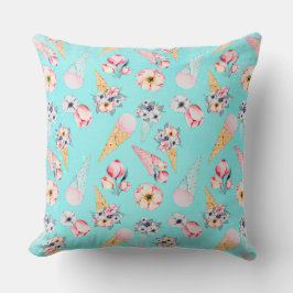 Aquamariner Sommerspass Blume Ice Creme Cone - Mus Kissen