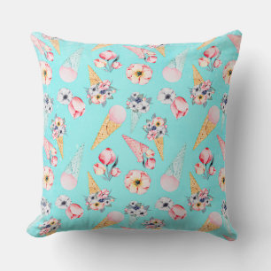 Aquamariner Sommerspass Blume Ice Creme Cone - Mus Kissen