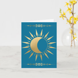 Aquamariner Sonnenmond Wicca Karte