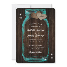 Aquamariner Stall Holz Mason Jar Hochzeitseinladun