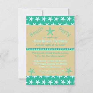 Aquamariner Starfish Beach - 3 x 5 Geburtstagspart Einladung