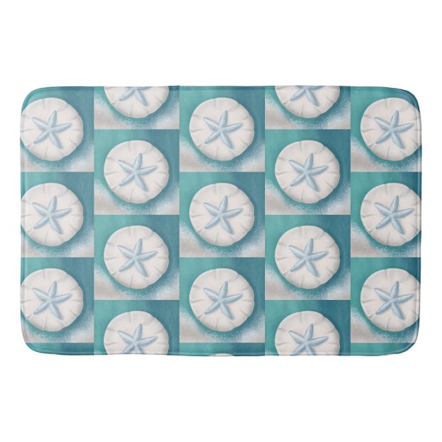 Aquamariner Starfish und Sand Dollar Beachy Badematte (Vorderseite)