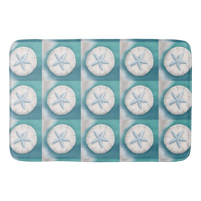 Aquamariner Starfish und Sand Dollar Beachy Badematte (Vorderseite)