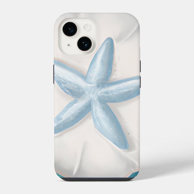 Aquamariner Starfish und Sand Dollar Beachy iPhone 14 Hülle (Rückseite)