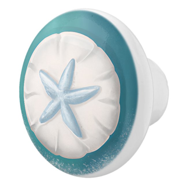 Aquamariner Starfish und Sand Dollar Beachy Keramikknauf (Rechts)