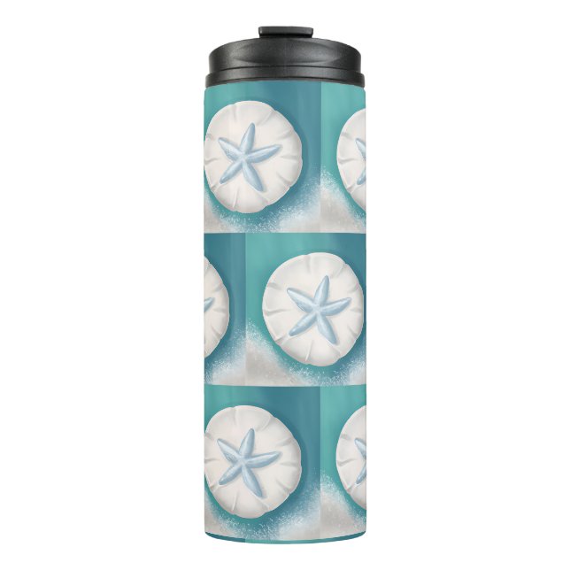 Aquamariner Starfish und Sand Dollar Beachy Thermosbecher (Vorderseite)