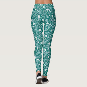Aquamariner Stern und Schneeflocken Wintermuster Leggings