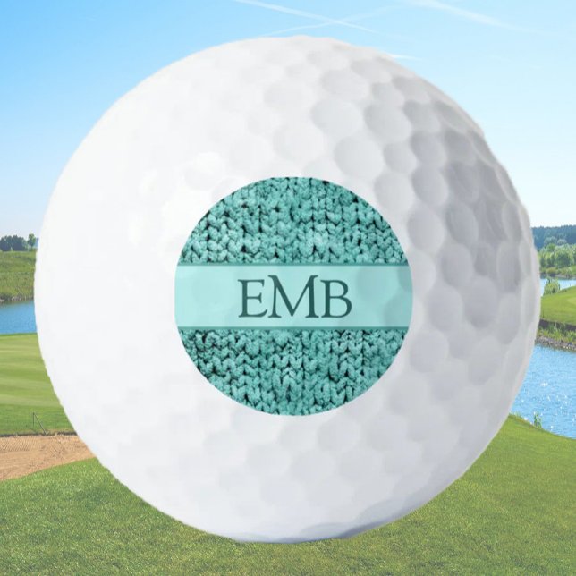 Aquamariner Strick Design kundenspezifische Monogr Golfball (Von Creator hochgeladen)