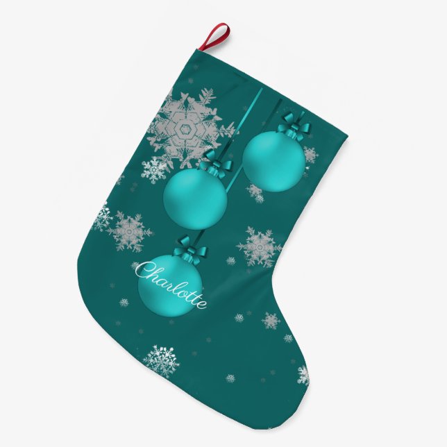 Aquamariner Strumpf für Weihnachtsschmuck Großer Weihnachtsstrumpf (Vorderansicht (hängend))