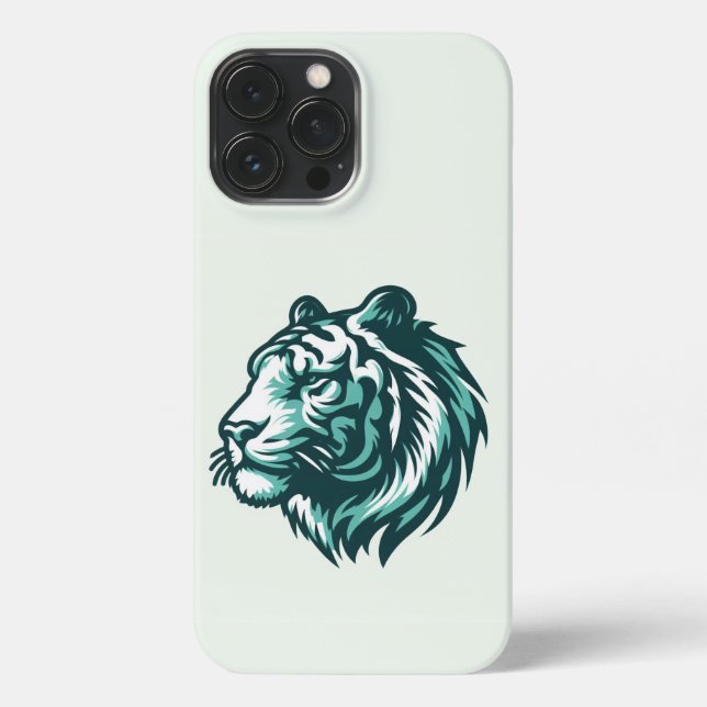 Aquamariner Tiger mit blassgrünem Tiger iPhone 13 Pro Max Hülle (Rückseite)