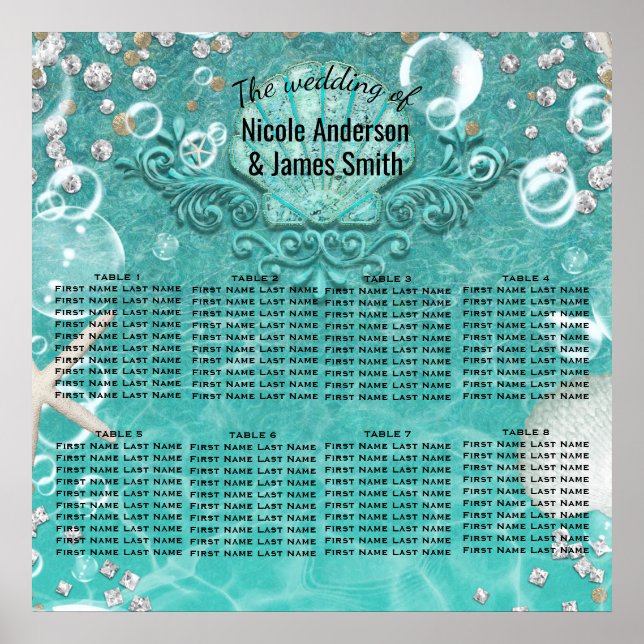 Aquamariner Tisch für Sternenfische Poster (Vorne)